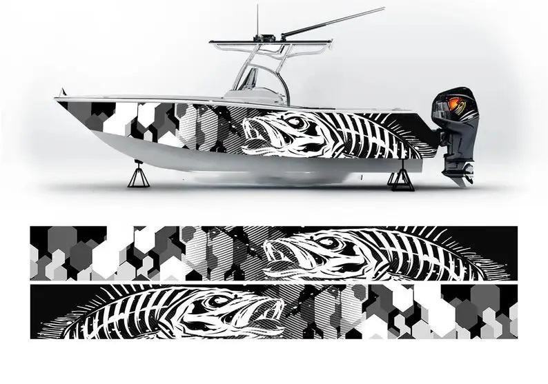 Camo Black and White Marlin Fi - Fishing Boat Trailer 评论和价格
