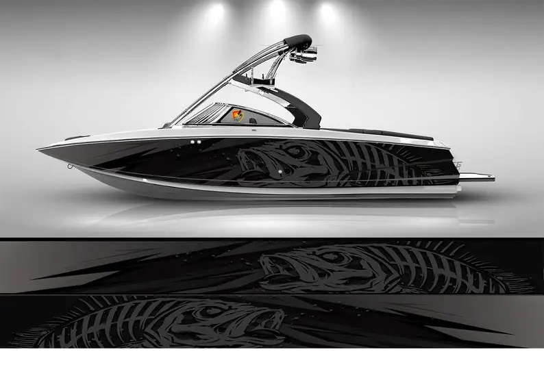 Camo Black and White Marlin Fi - Fishing Boat Trailer 评论和价格